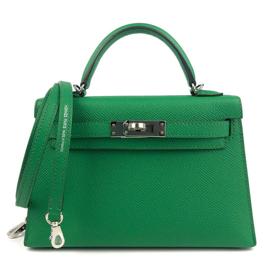 Hermes Kelly Mini 20 Verso Cactus Green Blue Atoll Palladium Hardware RARE