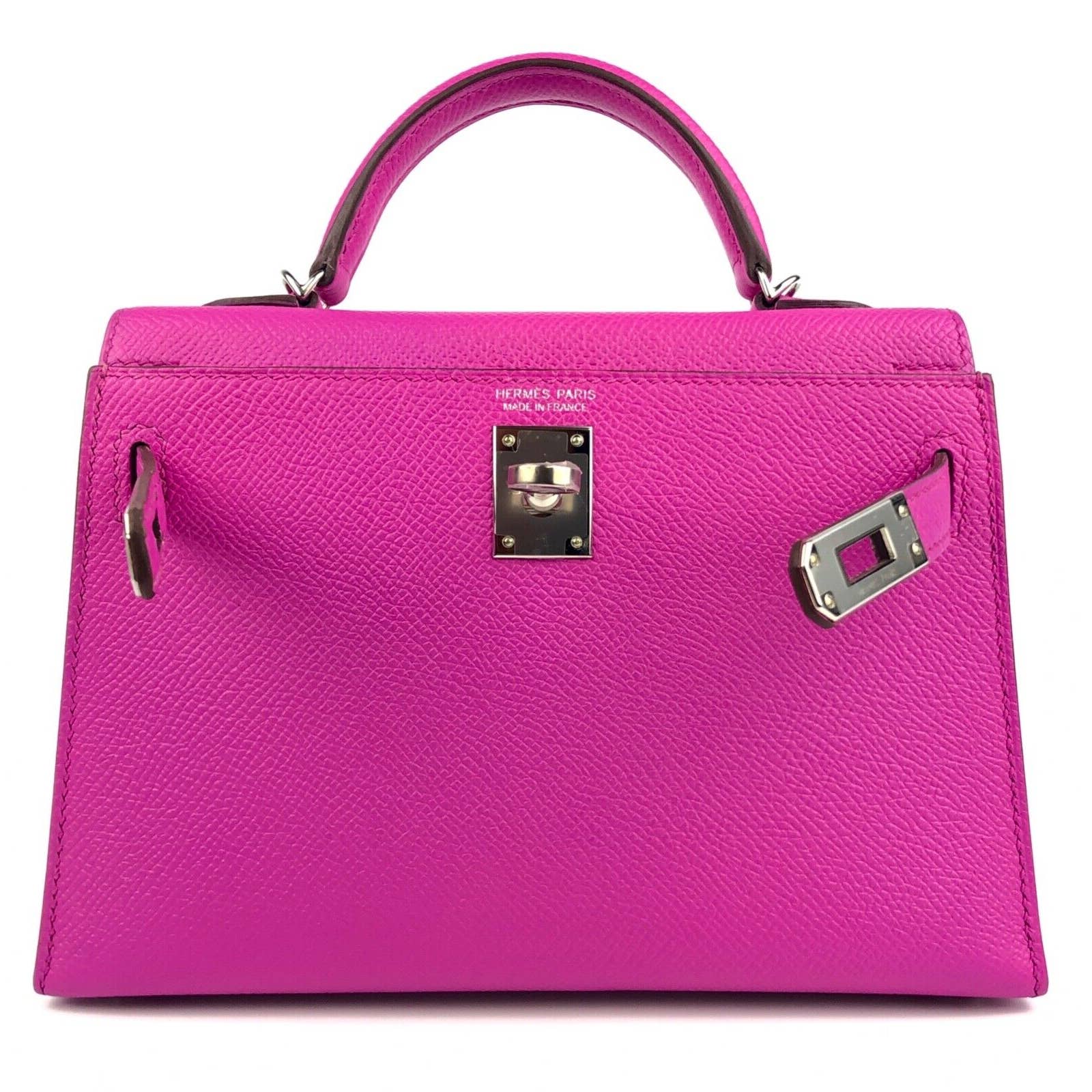 Hermes Kelly Mini II Bag Pink Epsom with Palladium Hardware 20 Pink 16149901