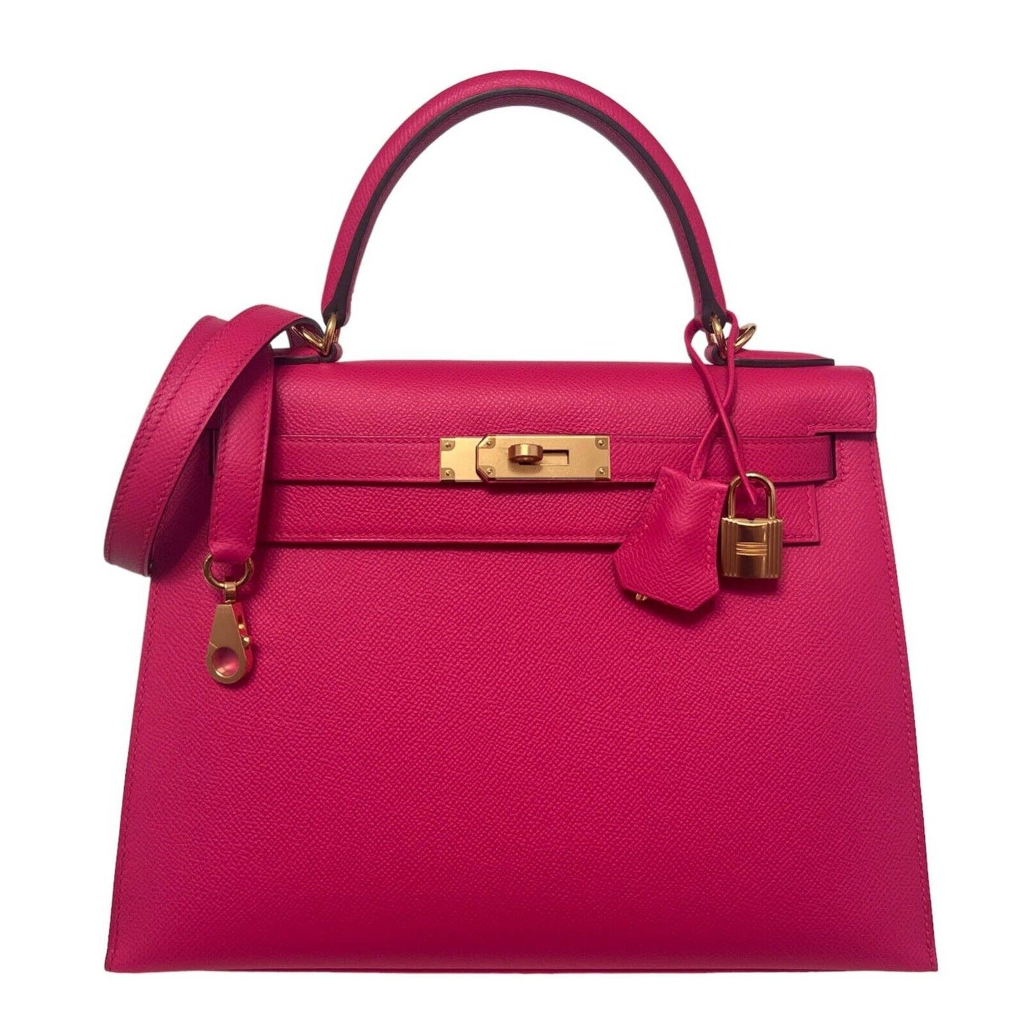 Hermes Kelly 28 Sellier Rose Extreme Pink Epsom Leather Gold Hardware Bag