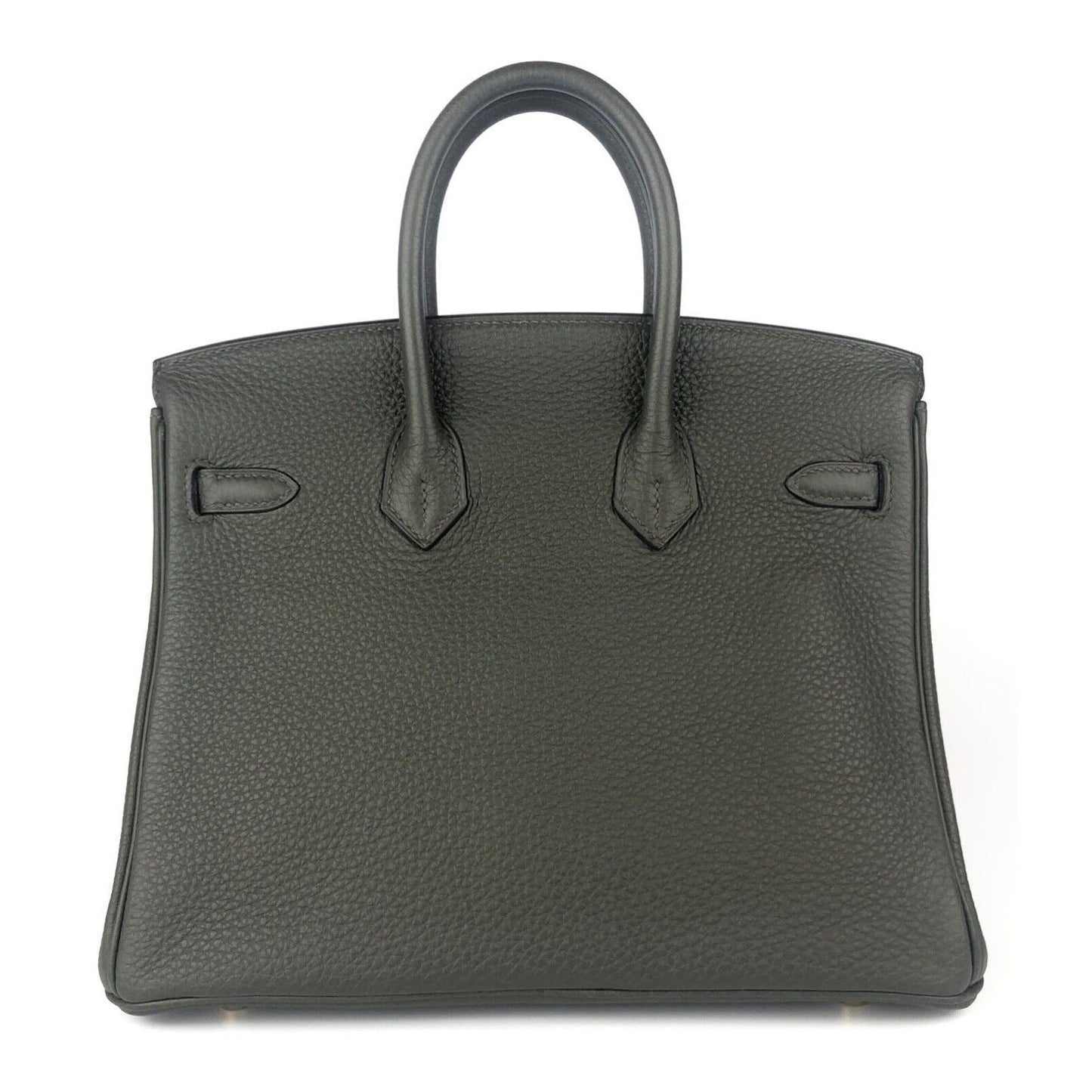 Hermes Birkin 25 Vert de Gris Green Gray Leather Gold Hardware Handbag