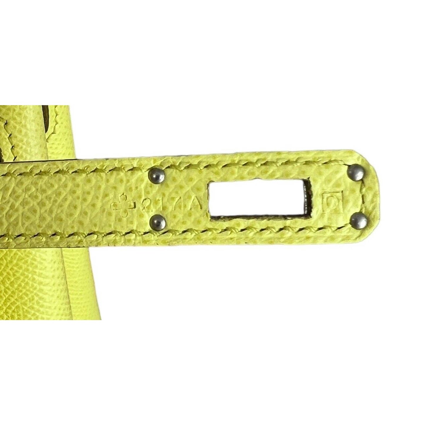 Hermes Birkin 25 Lime Yellow Epsom Leather Palladium Hardware Bag Handbag