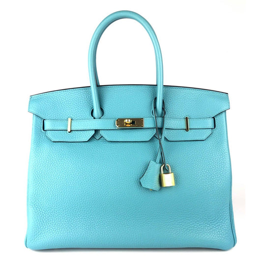 Hermes Birkin 35 Bue Saint Cyr Togo Leather Gold Hardware