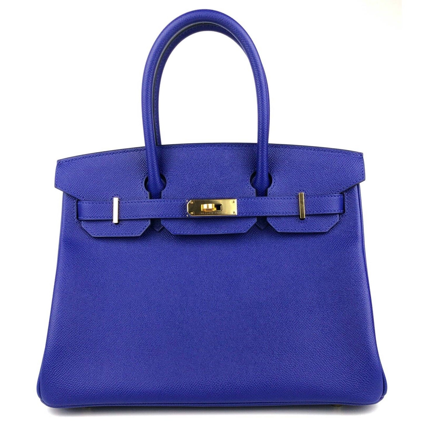 Hermes Birkin 30 Bleu Blue Electric Electrique Epsom Leather Bag Gold Hardware