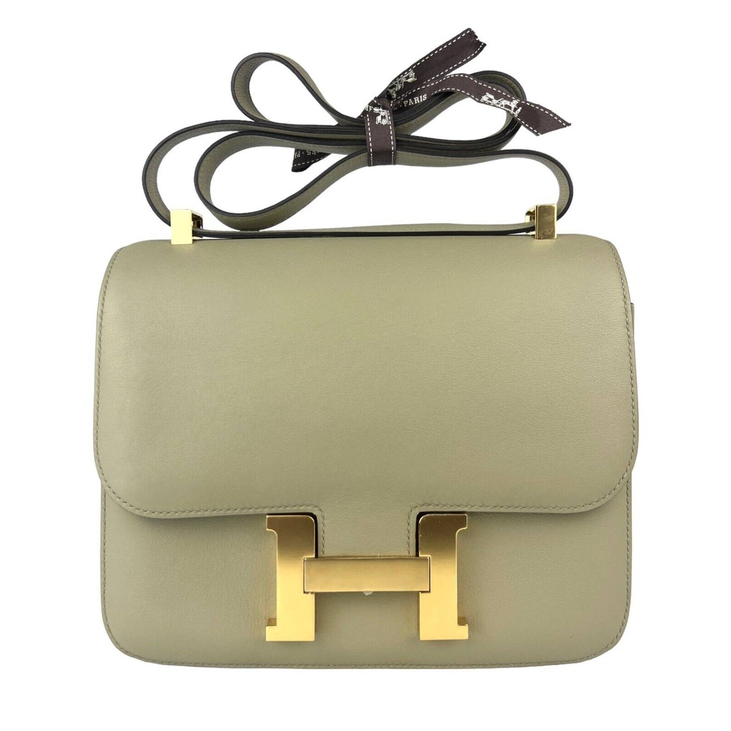 HERMES Constance 24 Sauge Gray Green Leather Gold Hardware