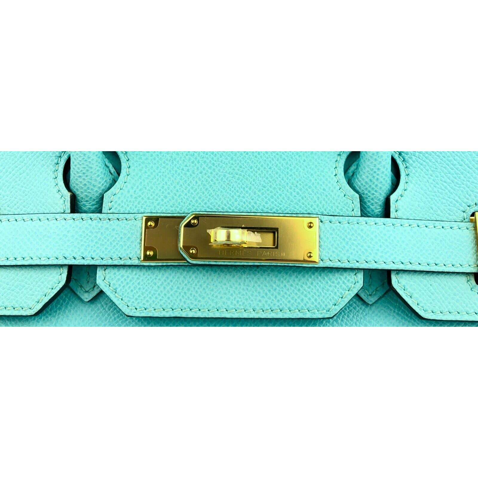 Hermes 30cm Blue Atoll Epsom Leather Birkin Bag with Gold Hardware