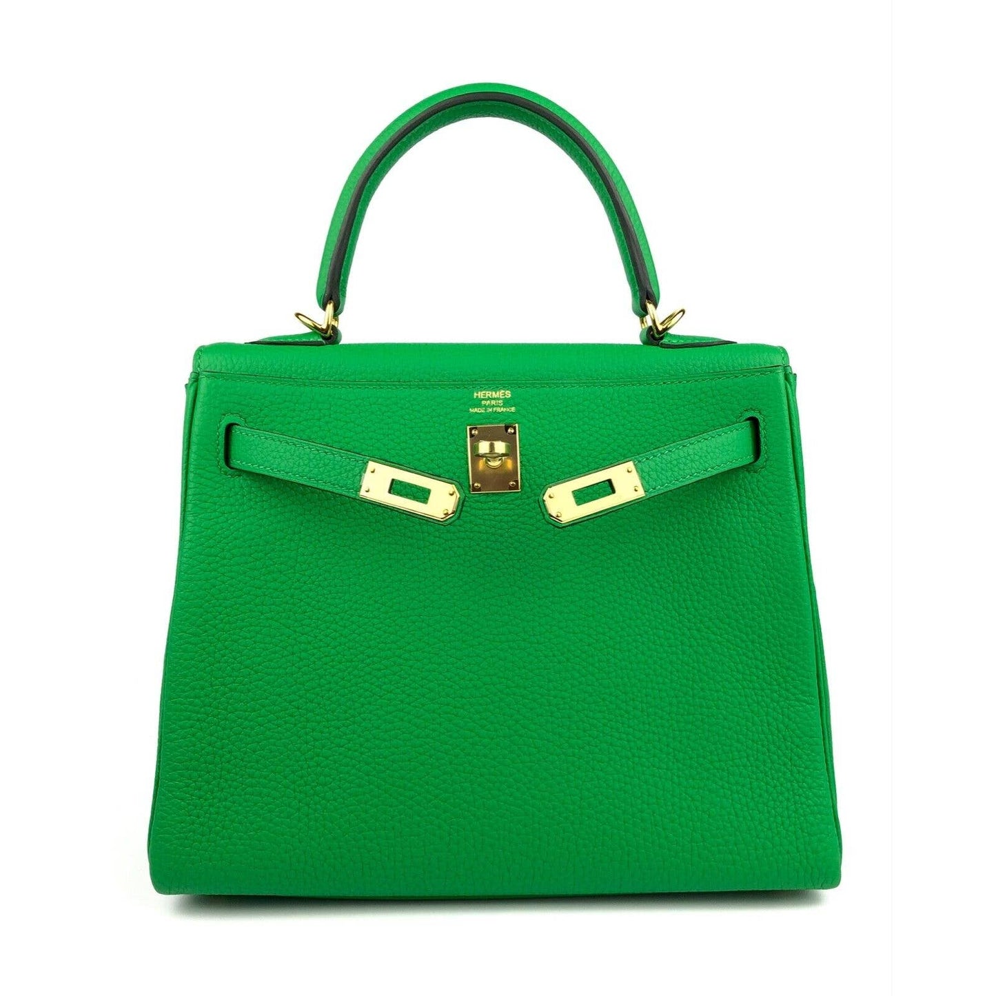 HERMES KELLY 25 TOGO BAMBOO GREEN GOLD HARDWARE 2020 RARE