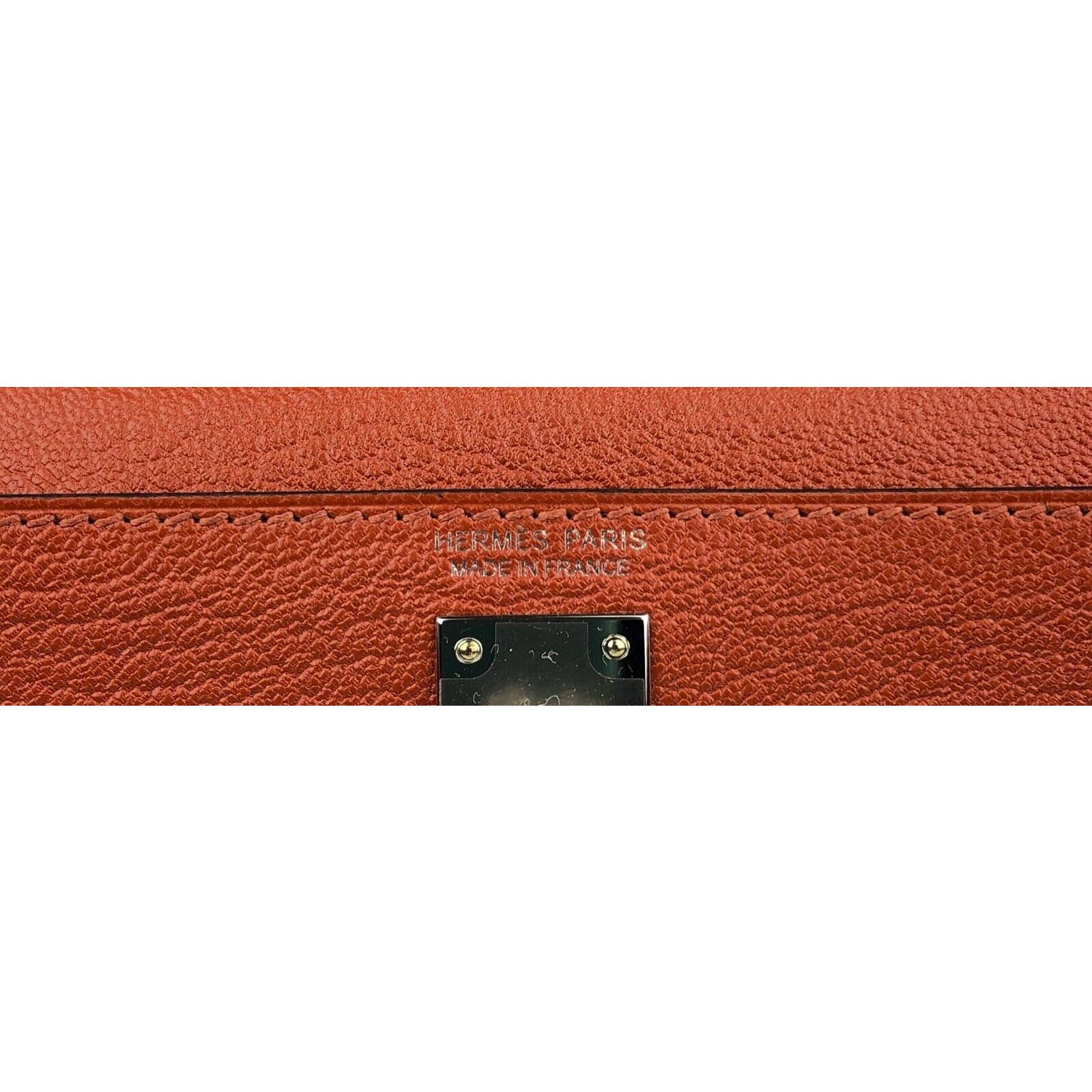 Hermes Kelly Handbag Cuivre Togo with Palladium Hardware 28 Red