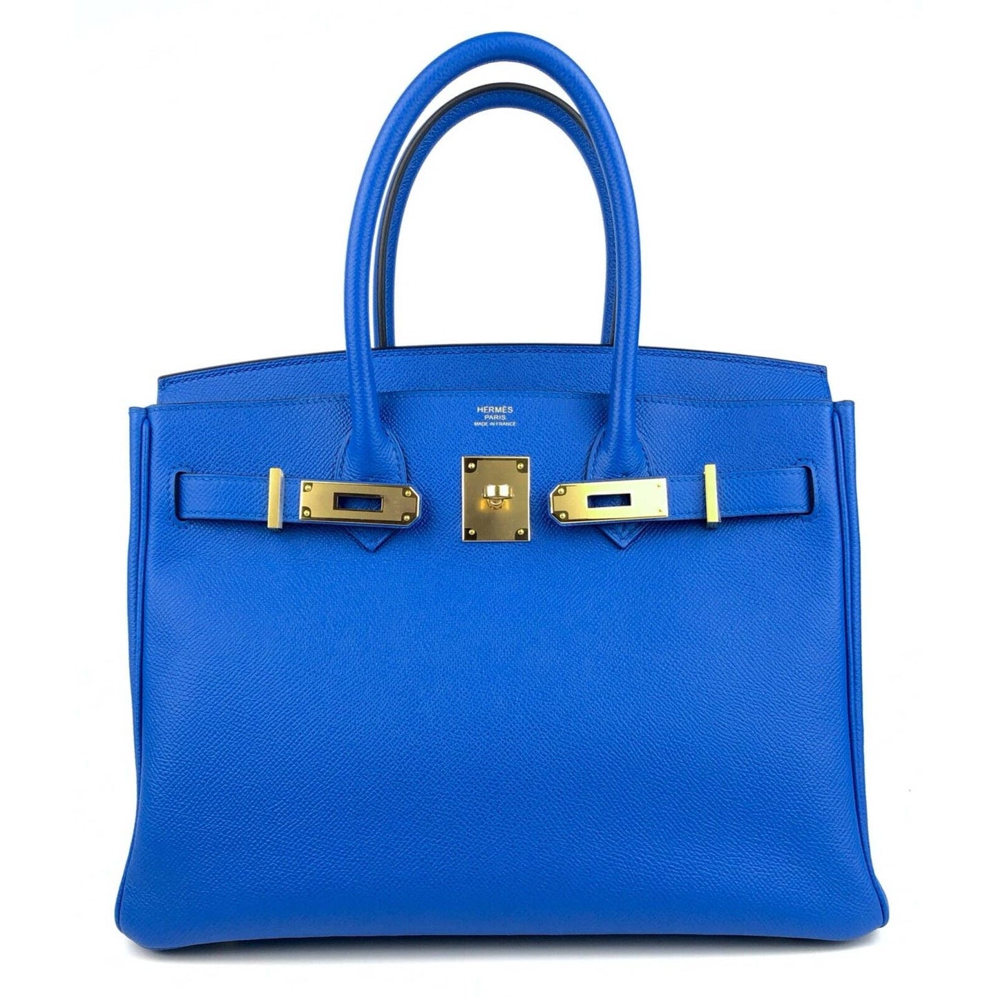 Hermes Birkin 30 Bleu Blue Zellige Epsom Leather Handbag Gold Hardware 2020