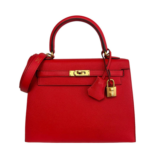 Hermes Kelly 25 Rouge de Coeur Red Sellier Epsom Leather Gold Hardware 2019