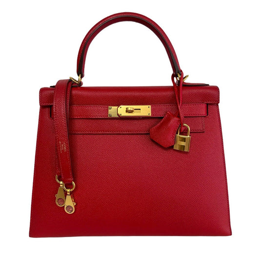 Hermes Kelly 28 Sellier Rouge Casaque Red Epsom Gold Hardware Shoulder Bag