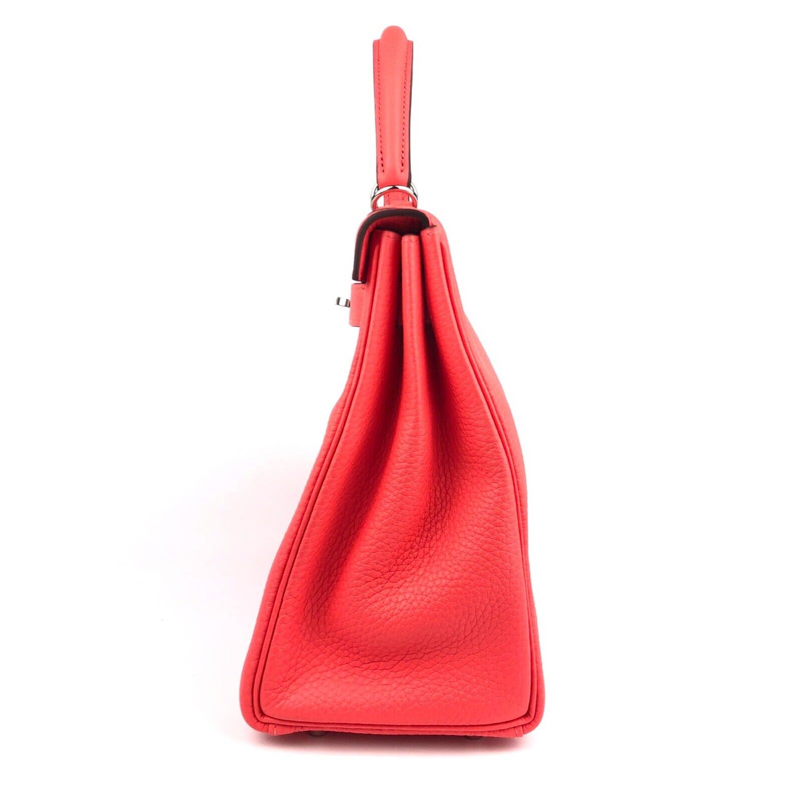 Hermes Kelly Handbag Rose Texas Epsom With Palladium Hardware 28 Auction