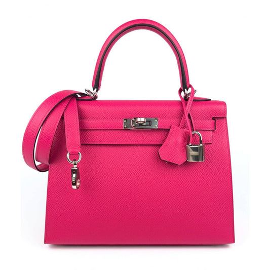 Hermes Kelly 25 Sellier Rose Mexico Pink Epsom Leather Palladium Hardware