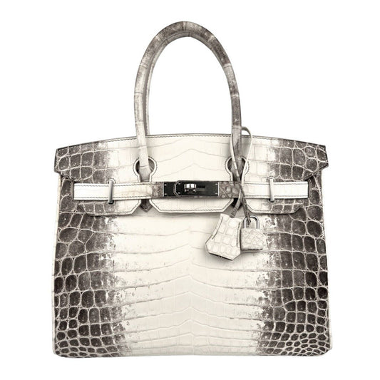 Hermes Birkin 30 Matte Himalayan Niloticus Crocodile White Brown Gray 2018