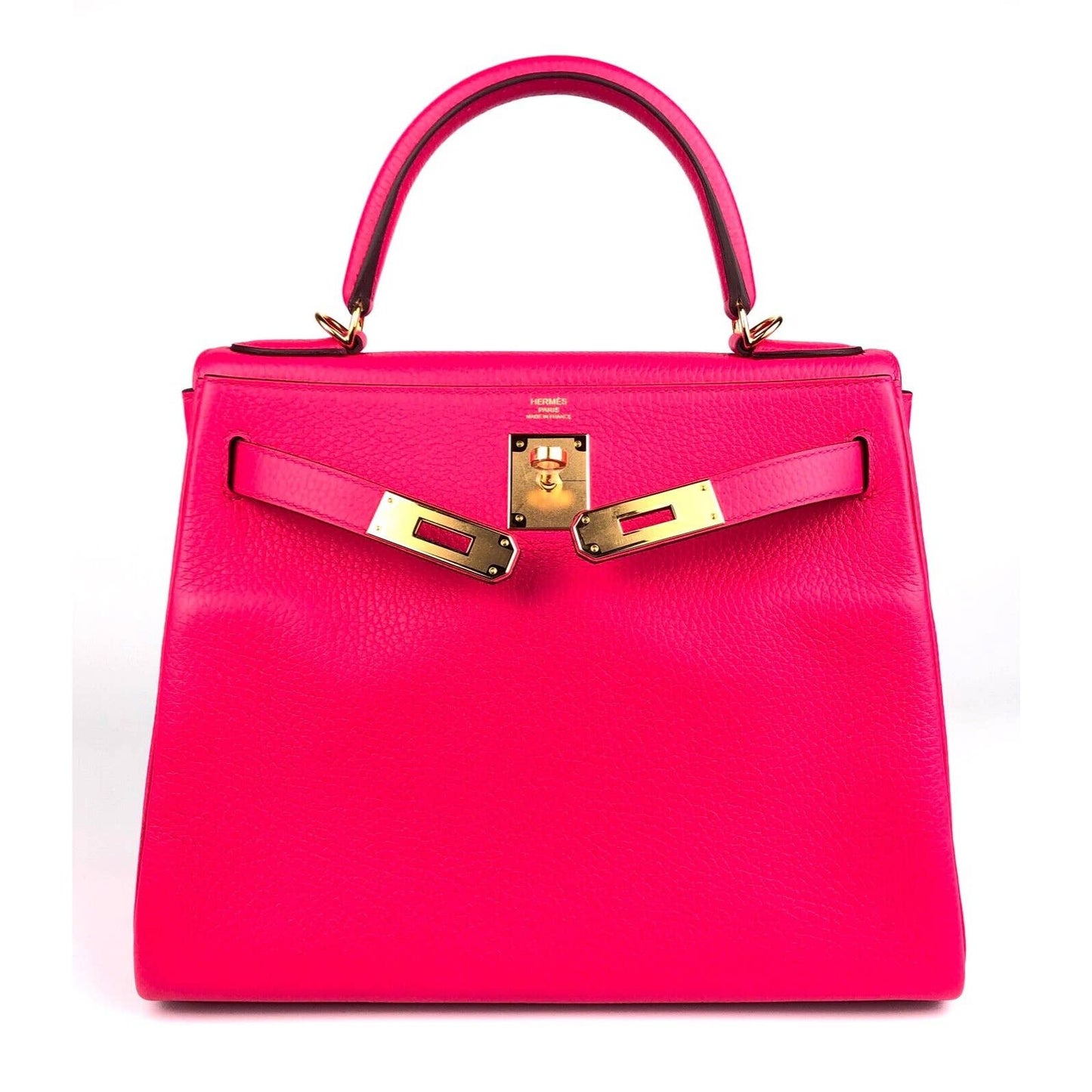 Hermes Kelly 28 Rose Extreme Pink Leather Shoulder Bag Gold Hardware 2019