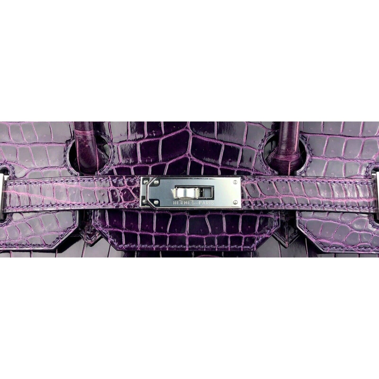 Hermes Birkin 35 Raisin Purple Shiny Porosus Crocodile Palladium Hardware