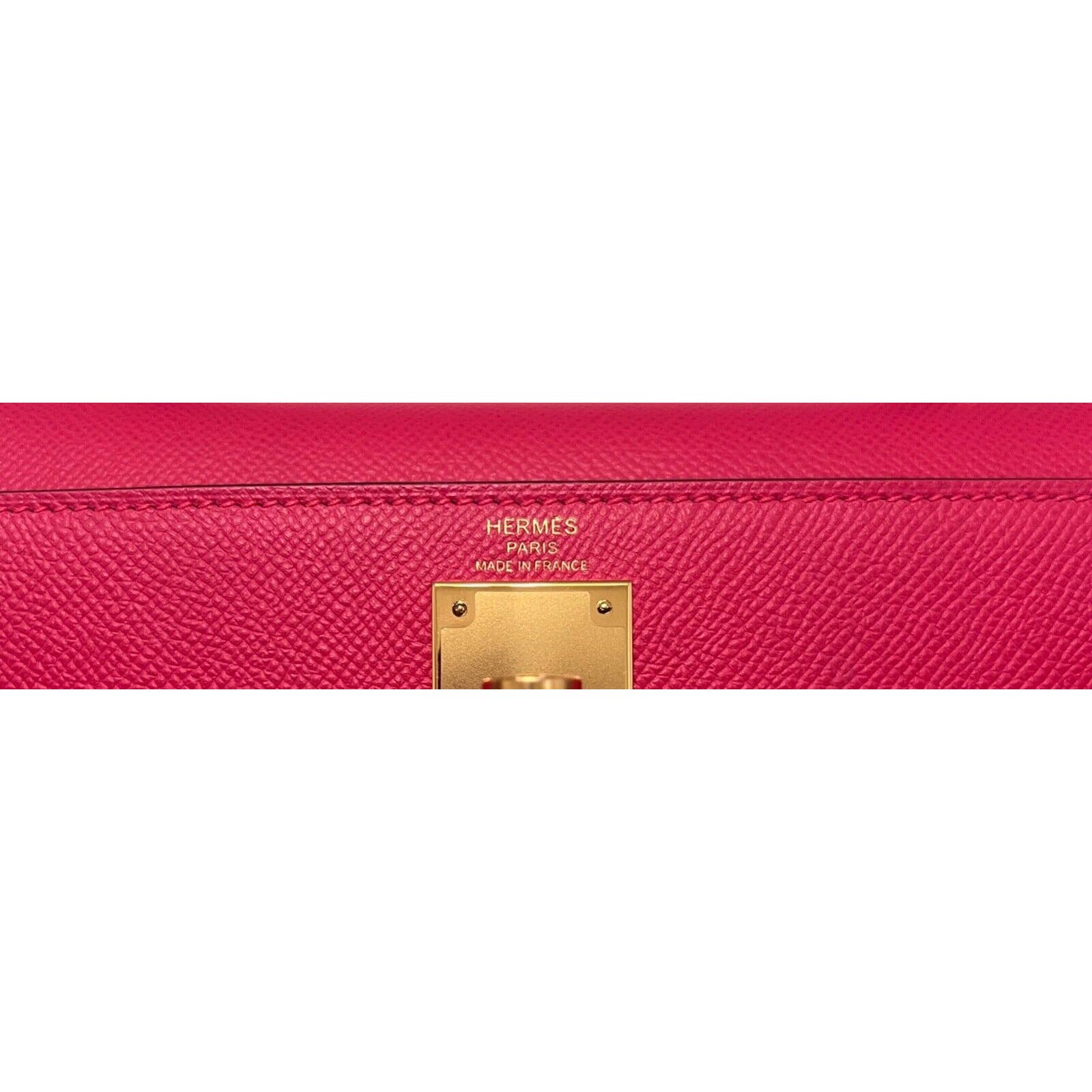 Hermes Kelly 28 Sellier Rose Tyrien Pink Epsom Leather Palladium Shoulder  Bag