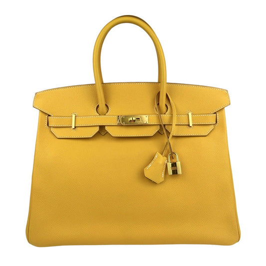 Hermes Birkin 35 Candy Yellow Gris Gary Epsom Leather Gold Hardware