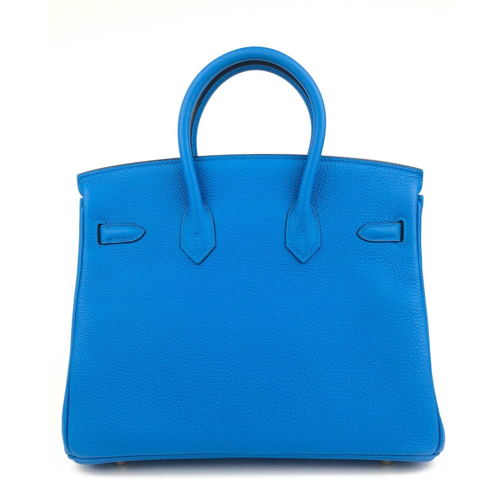 Hermes Blue Zanzibar Togo Gold Hardware Birkin 25 Handbag Bag Tote