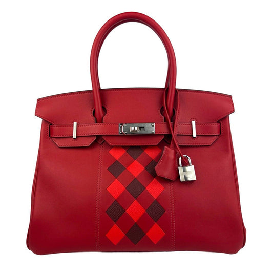 Hermes Birkin 30 Tressage Rouge de Coeur Rouge H Piment Red Palladium Hardware