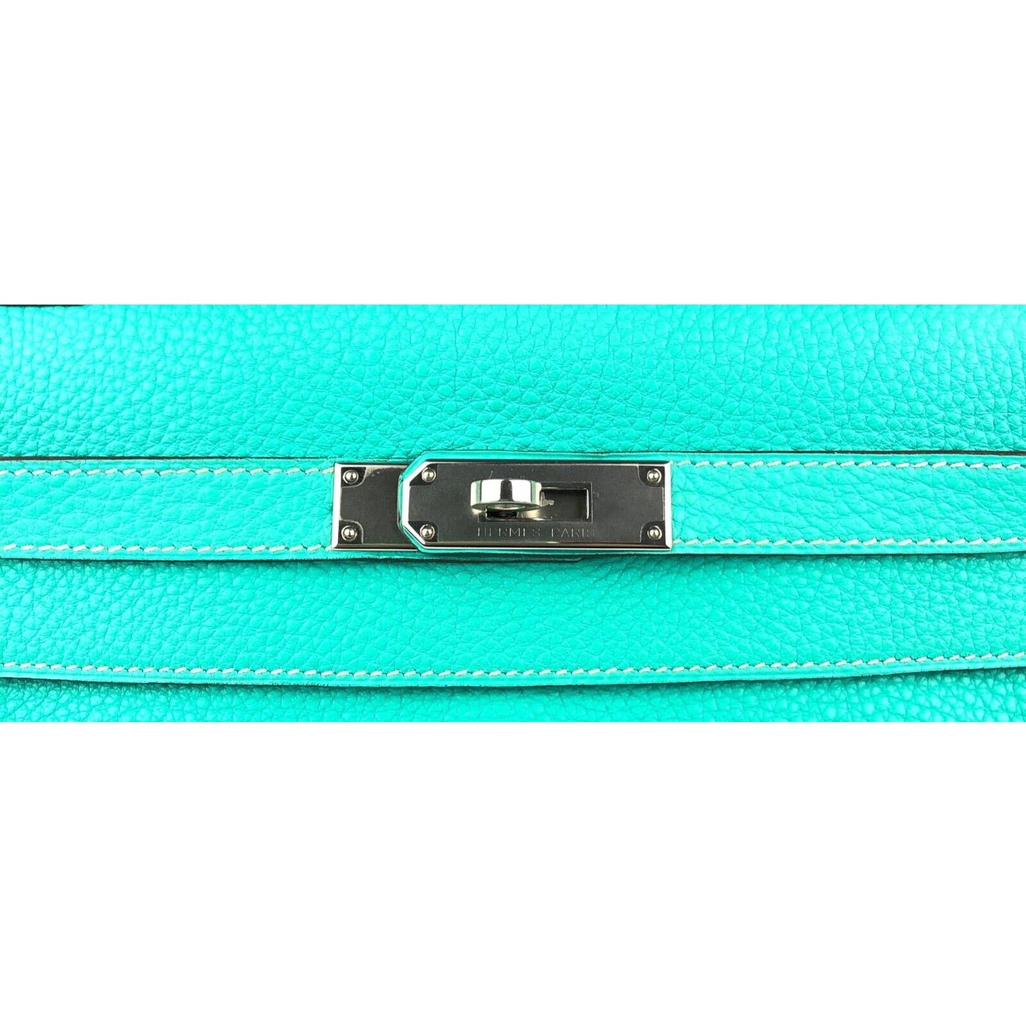 Hermes Kelly 28 Blue Lagoon Togo Leather Shoulder Bag Palladium Hardware