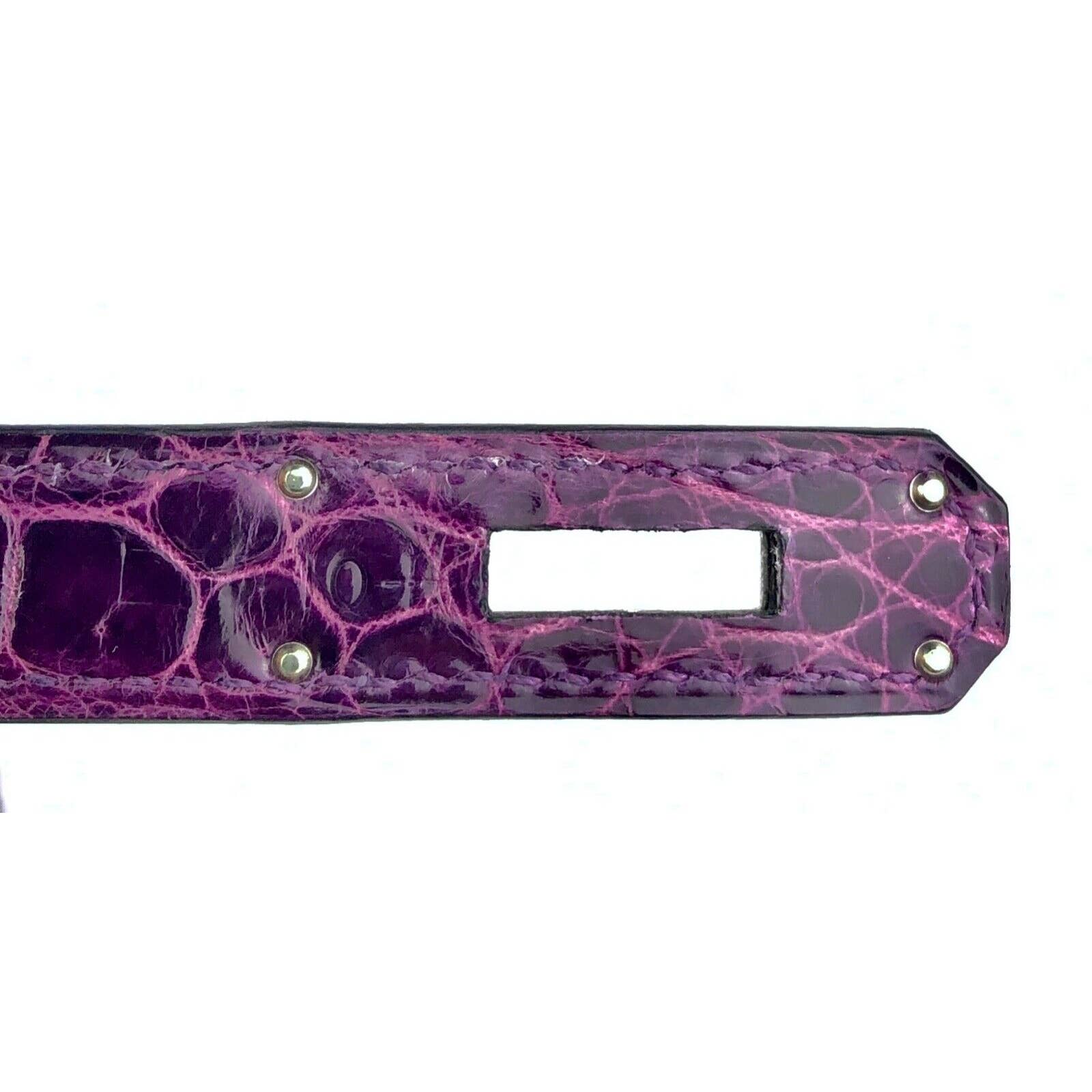Shiny purple porosus crocodile and palladium hardware handbag, Birkin 35,  Hermès, 2007, Hermès Handbags & Accessories Online, Jewellery