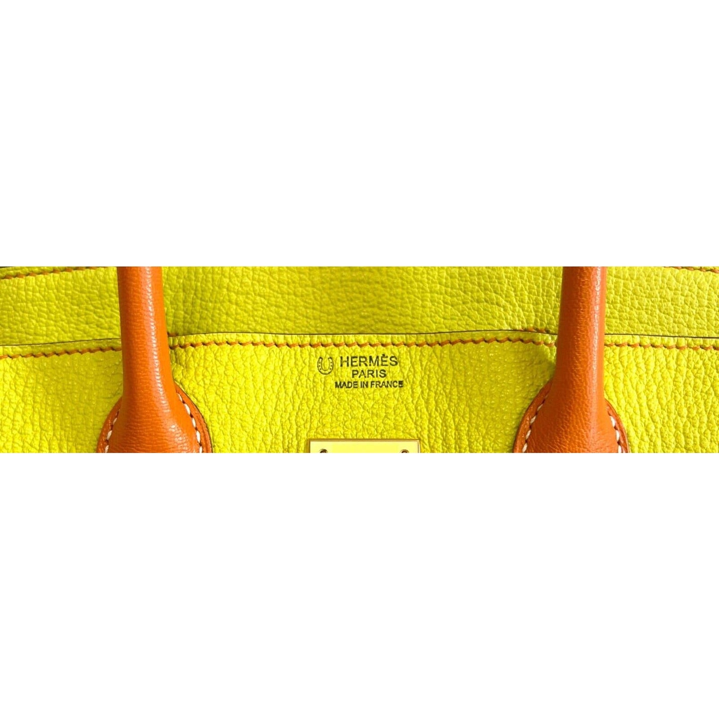 Hermes Birkin 30 Special Order Lime Orange Chèvre Leather Gold Hardware