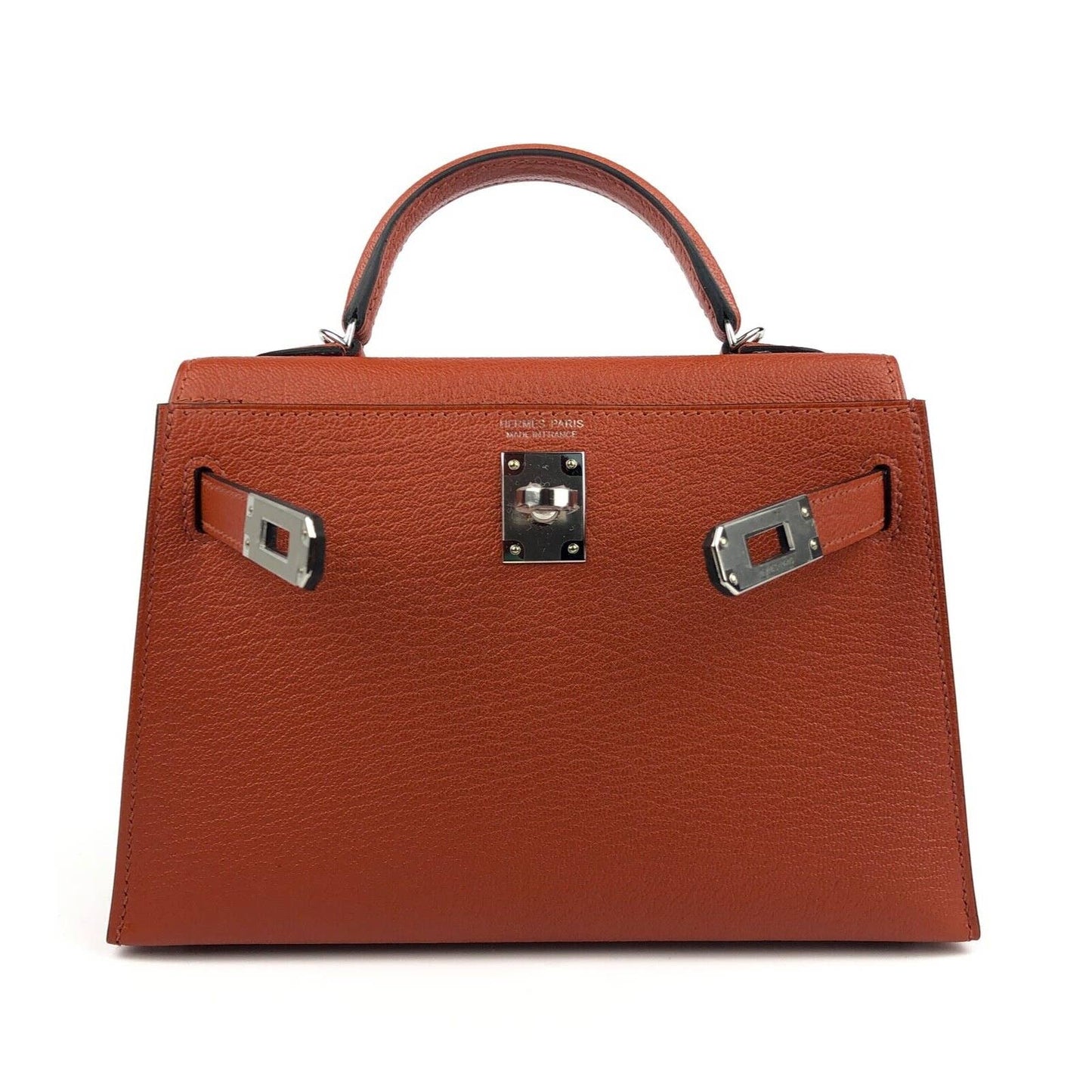 Hermes Mini Kelly 20cm Bag In Orange Clemence Leather 