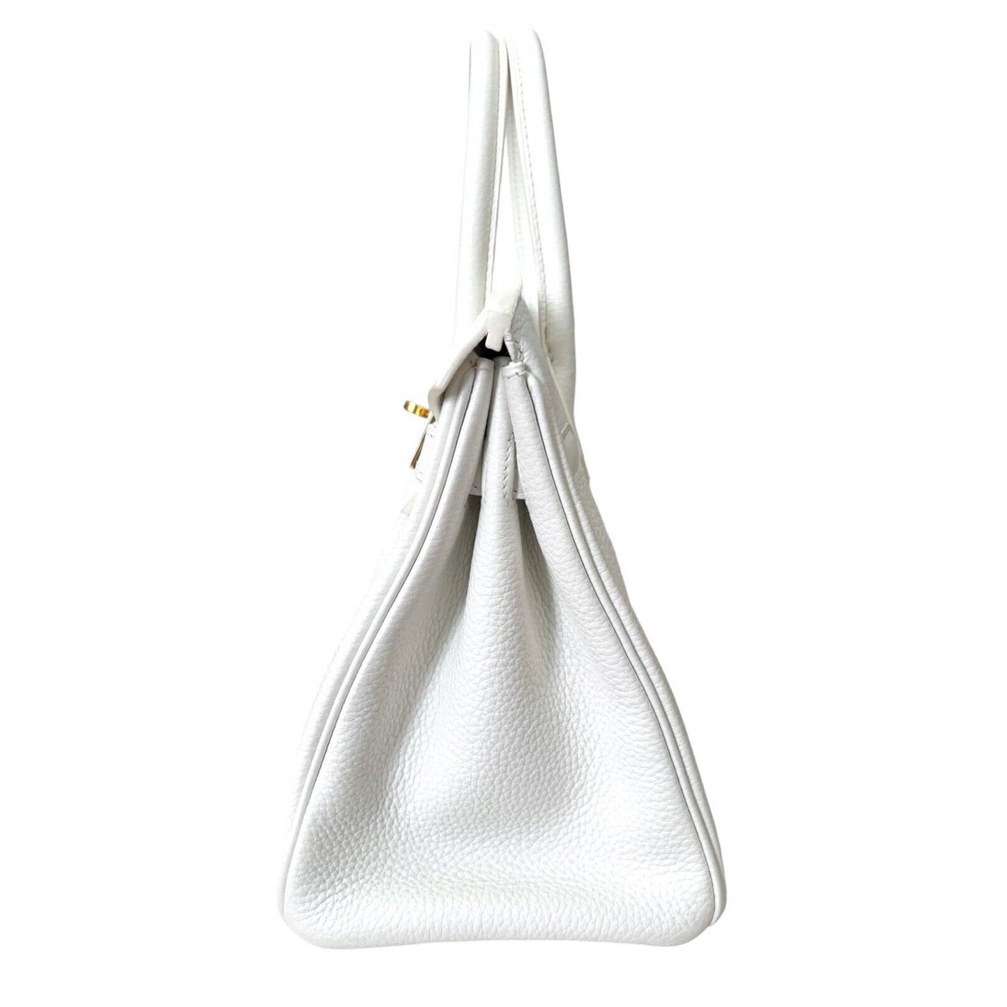 Hermes Birkin 30 White Leather Gold Hardware Bag Handbag