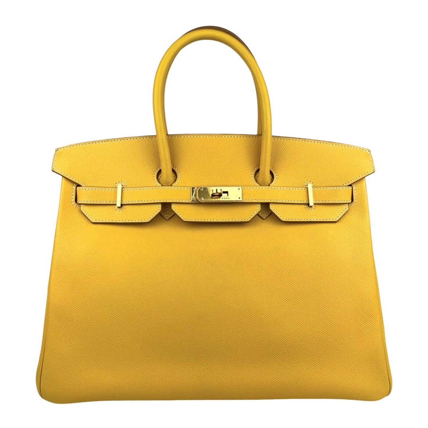 Hermes Birkin 35 Candy Yellow Gris Gary Epsom Leather Gold Hardware