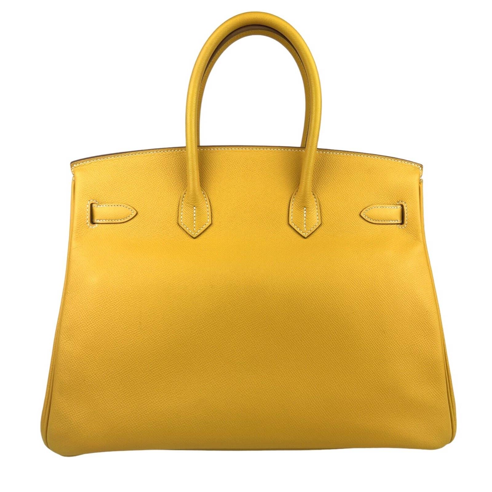 Hermes Birkin 35 Candy Yellow Gris Gary Epsom Leather Gold