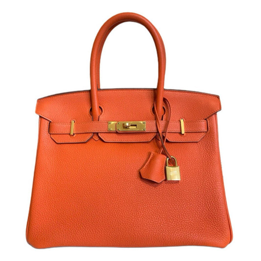 Hermès Birkin 30 Orange Feu Togo Leather Gold Hardware Handbag Bag