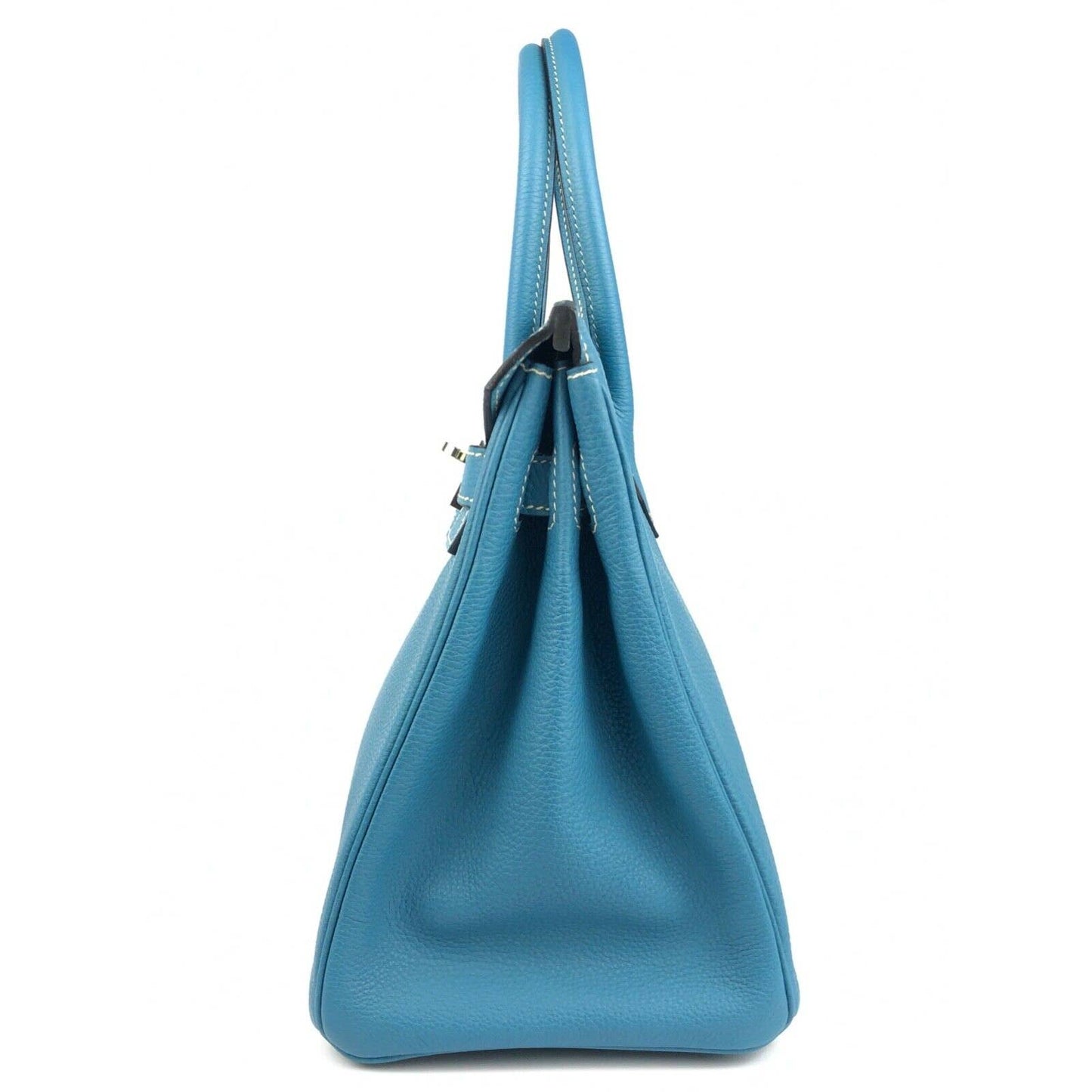 Hermes Birkin 30 Blue Jean Togo Leather Palladium Hardware Handbag Bag