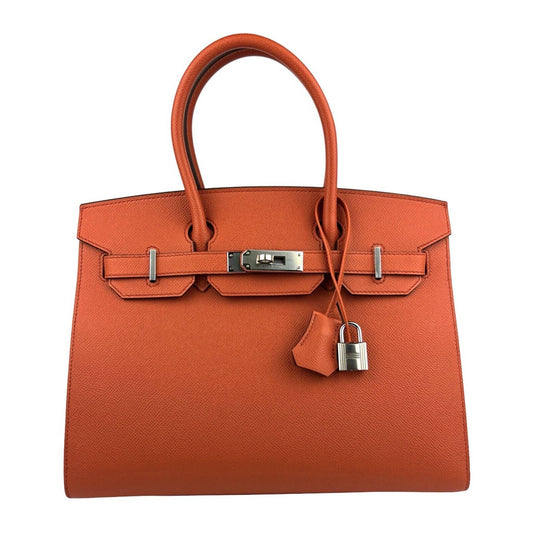 Hermes Birkin 30 Sellier Terre Battue Orange Epsom Leather Palladium Hardware