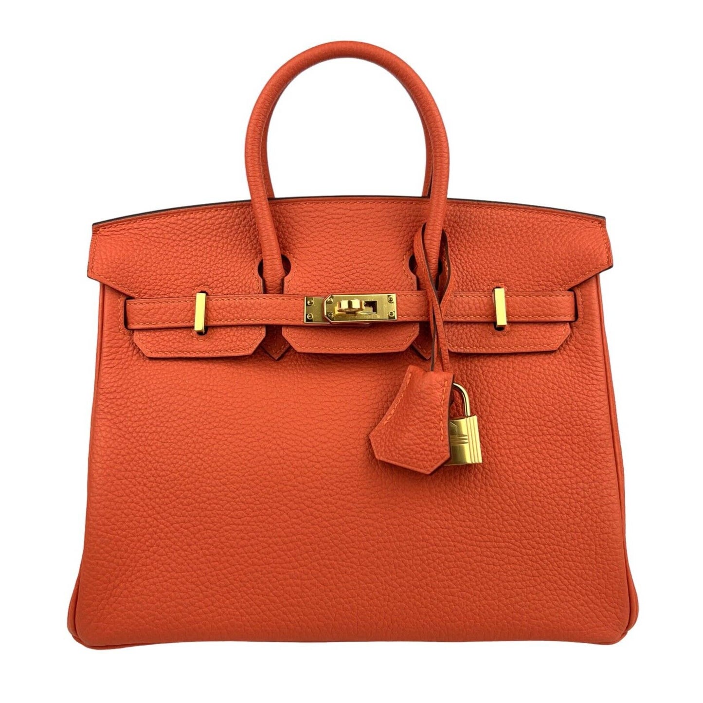 Hermes Birkin 25 Feu Orange Togo Handbag Bag Gold Hardware 2019