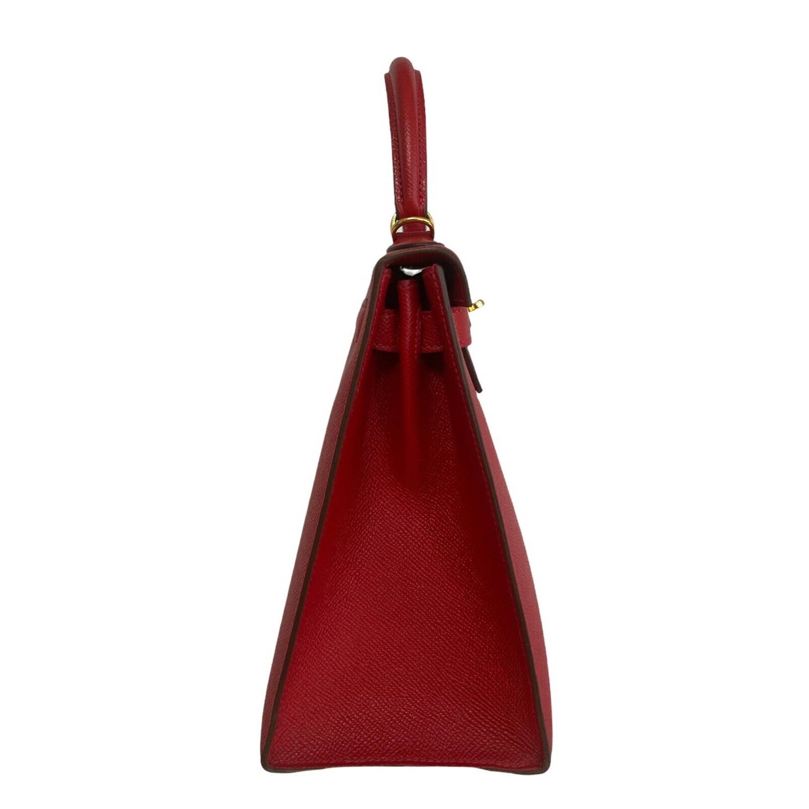 Hermes Rouge H & Vif Kelly 32 Sellier Bag