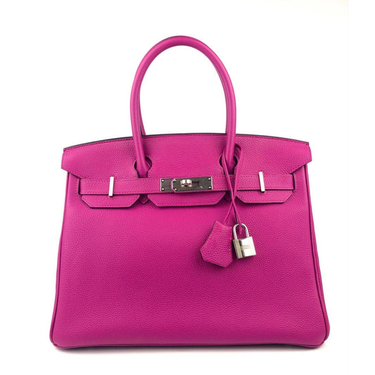 Hermes Birkin 30 Rose Pourpre Pink Purple Bag Handbag Palladium Hardware