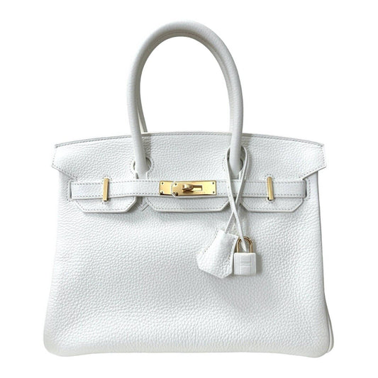 Hermes Birkin 30 White Leather Gold Hardware Bag Handbag