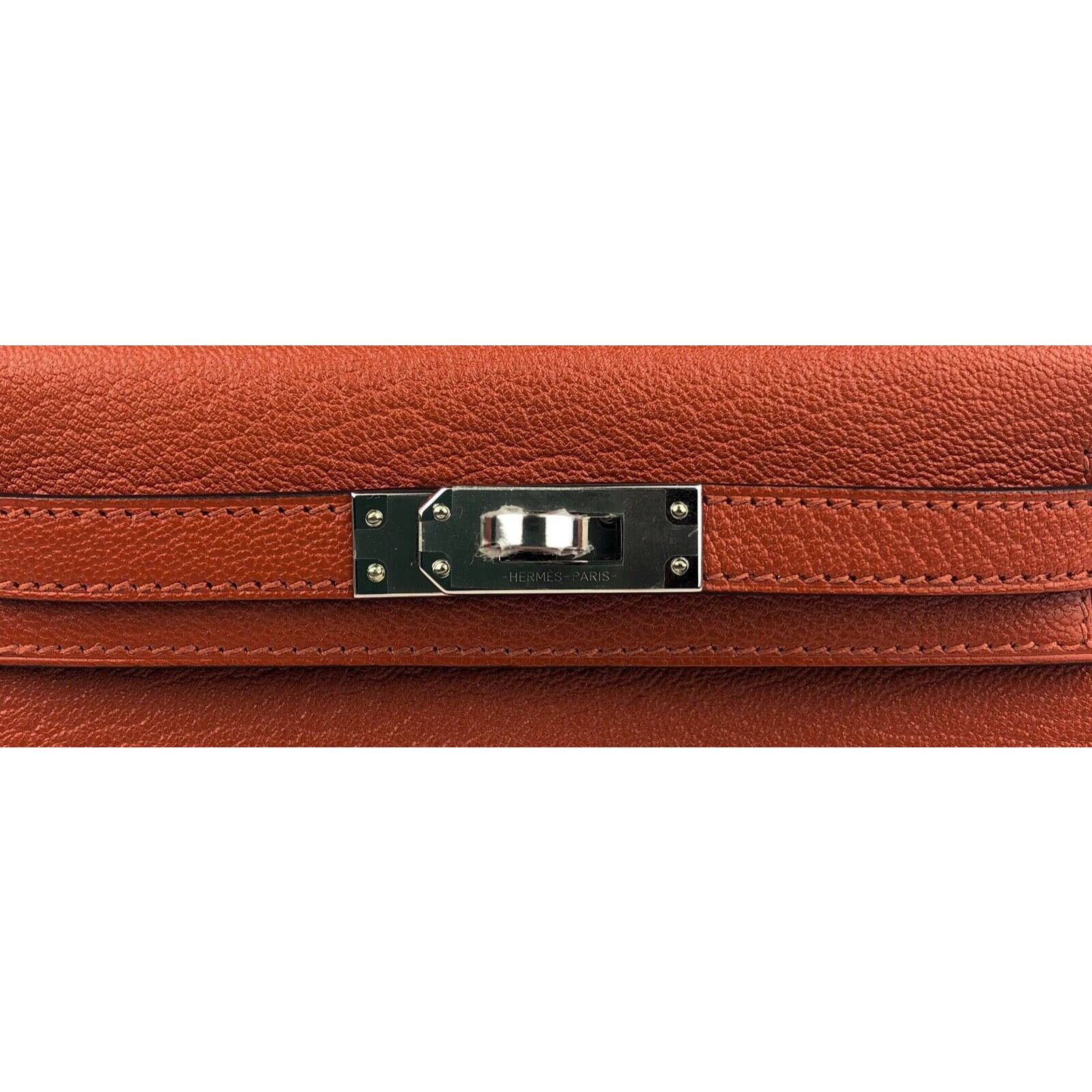Hermès Orange Verso Sellier Mini Kelly 20cm of Chevre Leather with