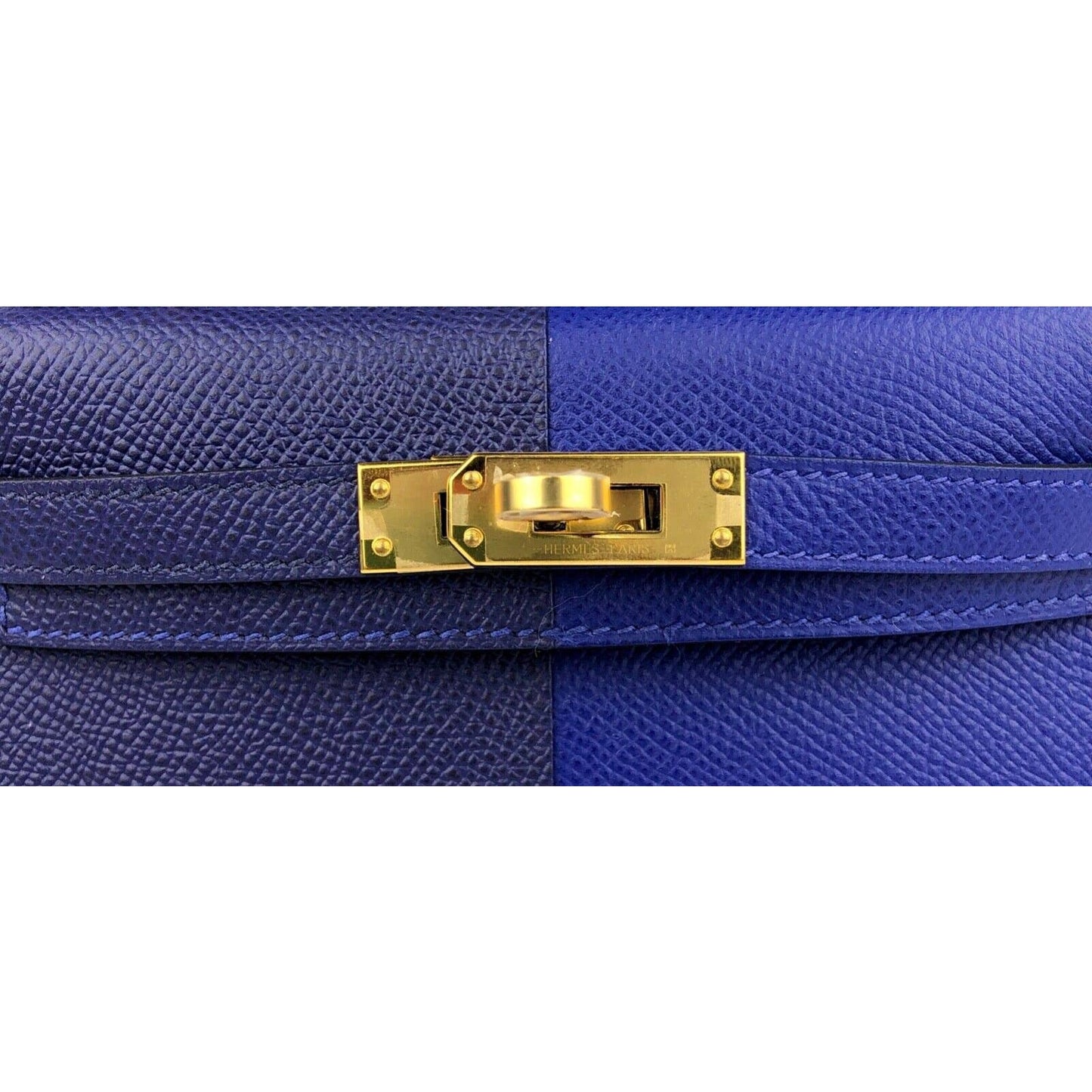 Hermes Kelly Mini 20 Bag Tricolor Blue Electric Blue Encre Gold Epsom 2022